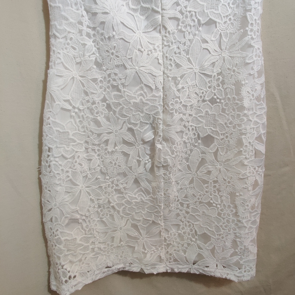 FOREVER 21 NWT Cream Knit Multicolor Floral Embroidered Off The Shoulder Dress L - Picture 12 of 16
